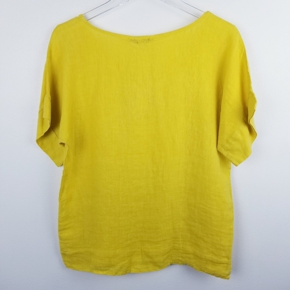Francesca Bettini Italian Yellow Linen Top NWT size Small - Picture 2 of 11